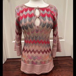 M By Missoni - Knit Sweater with double key hole and 1/3 sleeves - size US 6